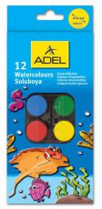 Акварельные краски Adel 229-0933-000 24мм 12 цветов пластиковая коробка картон. суперобложка/европод