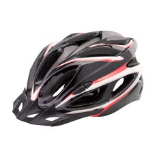 Шлем велосипедный Stels FSD-HL022 защитный L черный с красно-серой полоской