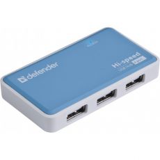 USB-Хаб Defender Quadro Power белый/голубой